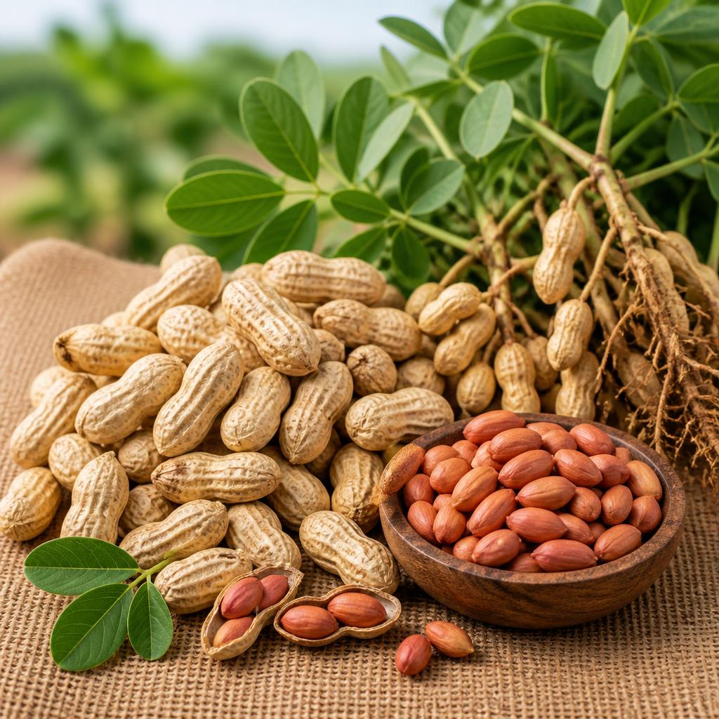 Raw groundnuts and kernels