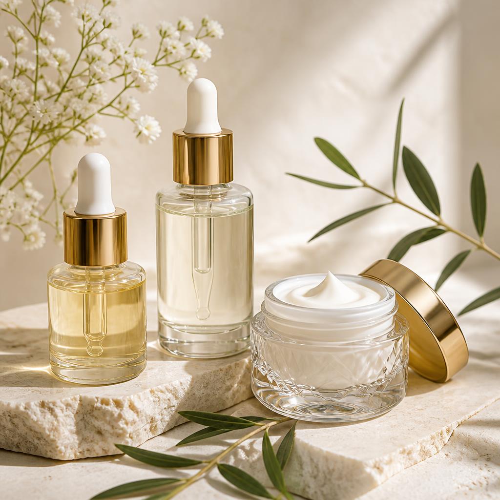 Skincare serums and moisturizer
